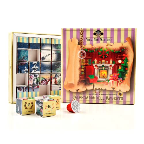 Antico Caffè Novecento® | Wunorse Adventskalender mit 25 kompatiblen Kapseln für Nespresso® | Adventskalender mit 4 verschiedenen feinen Kaffeemischungen (125 Gr) von ANTICO CAFFE' NOVECENTO