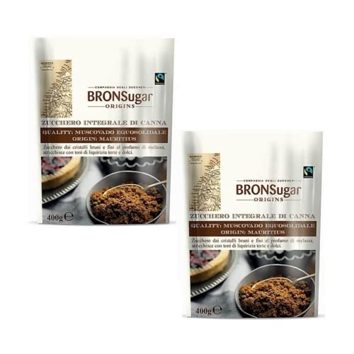 Bronsugar | Fair gehandelter Muscovado-Zucker Mauritius | Dunkle amerikanische Zucker-Lakritz-Töne | Rohrzucker - 2 Beutel (2 x 400 Gr) von ANTICO CAFFE' NOVECENTO