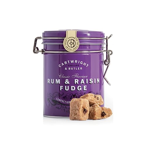 Cartwright & Butler® | Mit Soft Fudge getränkte Rosinen | Rosinenfondant Englische Dose | Schokoladenfondant-Metallbehälter - 175 Gr | Weiche, eingeweichte Rosinenbonbons von ANTICO CAFFE' NOVECENTO