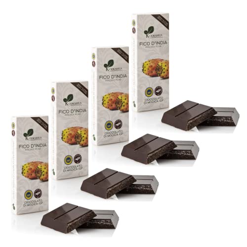 Ciokarrua | Modica Chocolate Fico Indien | Modica Rohschokolade | Laktosefreier IGP Schokoriegel | Schokolade 4 Riegel - 400 Gramm. von ANTICO CAFFE' NOVECENTO