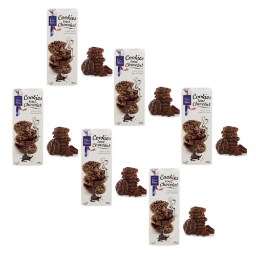 Filet Bleu | 6 Packungen Schokoladenkekse und Schokoladennuggets | Shortbread mit Schokoladengeschmack | Französische Kekse Kekse in Box - 1200 Gr | 72 Palmölfreie Schokoladenkekse von ANTICO CAFFE' NOVECENTO