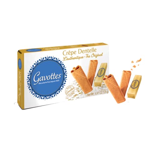 Gavottes Crepe Dentelle Autentica Originale Produzione Locale | Frittelle Bretoni Originali | Biscotti Croccanti Arrotolati - 1 x 125 Gram | Crepes Pronte von ANTICO CAFFE' NOVECENTO