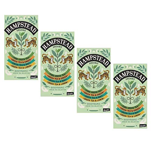 Hampstead Collezione Tè Verdi BIO | Tè Verde Puro | Tè Verde Zenzero | Green Tea e Menta | Tè Verde Limone - 4 Sapori x 20 Bustine Ognuno 160 Gr | Scatole Regalo Tè Tisane von ANTICO CAFFE' NOVECENTO