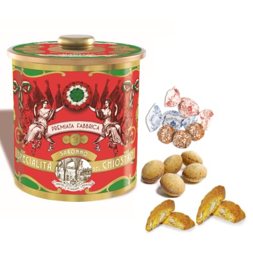 Chiostro di Saronno® | Amaretti del Chiostro® | Gemischtes klassisches Gebäck - 200 Gr | Gebäckschachteln | Keksdose für die Küche mit Amaretti, Cantuccini und Baci del Chiostro® von Generico