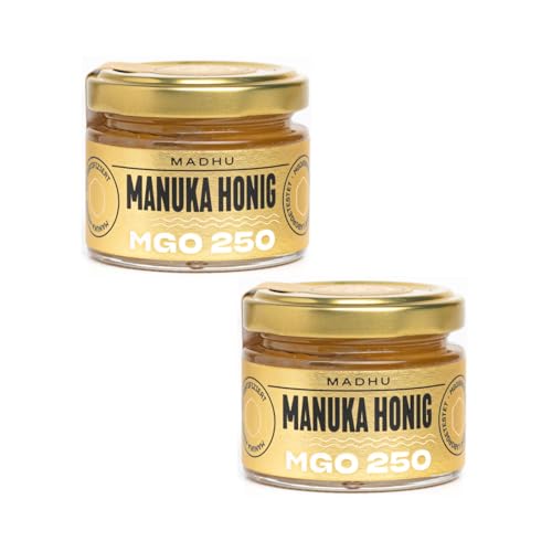 Madhu | Manuka-Honig MGO250 | Honig 2 x 50 gr Glas | Reiner Manuka-Honig von ANTICO CAFFE' NOVECENTO