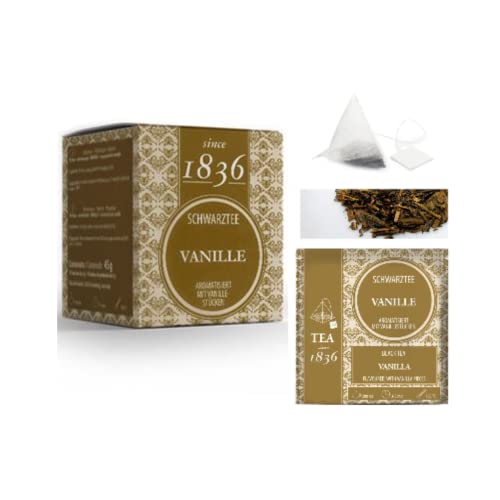 Tea Since 1836 Schwarzer Tee Vanille in Pyramiden | Schwarztee-Vanillestücke | Vanille-Teebeutel | Schwarztee-Vanille-Beutel 15 Pyramiden - 45 Gr. von ANTICO CAFFE' NOVECENTO