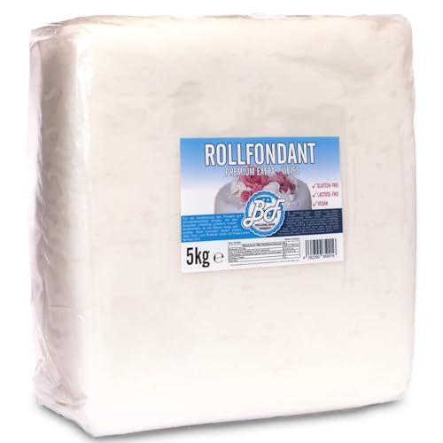 Brotfrei Rollfondant Premium Extra - Weiß 5kg | Flexibel, Elastisch, Reißfest | Ohne Palmfett und Konservierungsstoffe | Glutenfrei, Lactose-Frei, Vegan von AOS