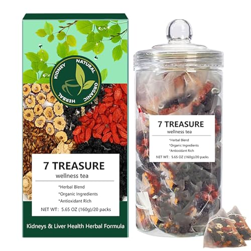 1/2/3 Boxes 7 Treasure Wellness Tea, Ginseng 7 T-reasure Teas, Natural Chinese Herbal T-ea Kidney T-ea Formula Ginseng Seven Treasure Tea Kidney Detox Teas For Men Women (1) von APRILADY