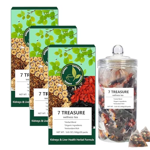 1/2/3 Boxes 7 Treasure Wellness Tea, Ginseng 7 T-reasure Teas, Natural Chinese Herbal T-ea Kidney T-ea Formula Ginseng Seven Treasure Tea Kidney Detox Teas For Men Women (3) von APRILADY