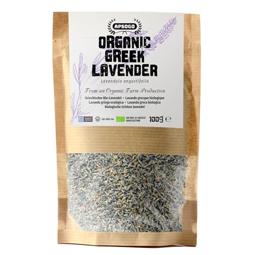 Apsogo Lavendel - Getrockneter Bio Lavendel aus Griechenland - Premium Qualität & zarter Duft, perfekt für Lavendeltee oder kreative Kräutermischungen (100g) von APSOGO