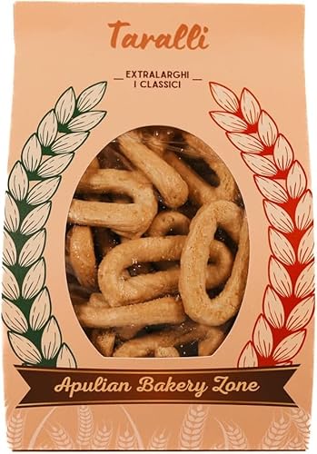 Extra breite klassische Taralli und Taralli mit Fenchelsamen, ideal als schneller und schmackhafter Snack oder für Aperitifs in der Bar. (1 KG, Die Klassiker) von APULIAN BAKERY ZONE