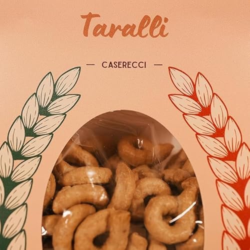 Handgemachte Taralli aus Apulien mit Getreide, Zwiebeln, Fenchel und Sesam, ideal als schneller und schmackhafter Snack oder für Aperitifs in der Bar. (500 g (Packung mit 1), Apulische Caserecci) von APULIAN BAKERY ZONE