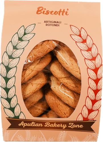 Handwerklich hergestellte Biscotti, rund und lang, ideal für Frühstück und Snacks. Verpackt in 300 g, 600 g, 900 g und 1,2 kg. (1200 gr, RUNDE BISCUITS) von APULIAN BAKERY ZONE