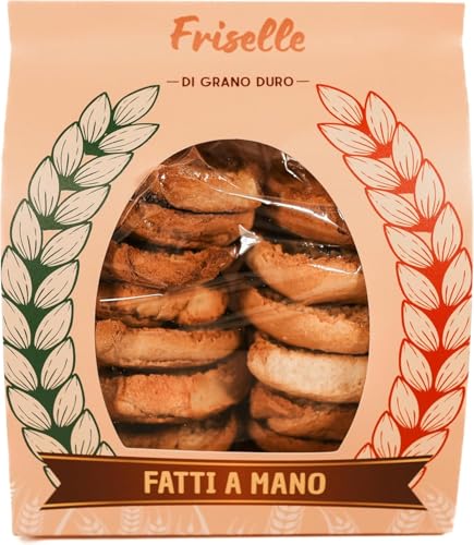 Handwerklich hergestellte Friselle aus Hartweizen mit Fenchel und Vollkorn, knusprig und natürlich, ideal für Aperitif-Snacks. (500 gr (Packung mit 1), Hartweizen) von APULIAN BAKERY ZONE