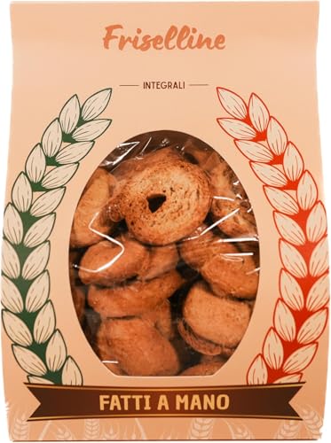 Handwerklich hergestellte Friselline aus Vollkorn und Getreide. Knusprig und ideal für Snacks und Aperitifs. Erhältlich in 500 g, 1 kg, 2 kg und 4 kg. (500 gr (Packung mit 1), MIT GETREIDE) von APULIAN BAKERY ZONE