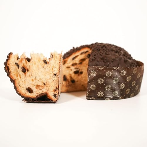 Handwerklicher Panettone aus Apulien, Traditionell Klassisch mit weißer Schokolade, Zartbitterschokolade oder Pistazie, 850g (glasierter Panettone 850g, Zartbitterschokolade) von APULIAN BAKERY ZONE