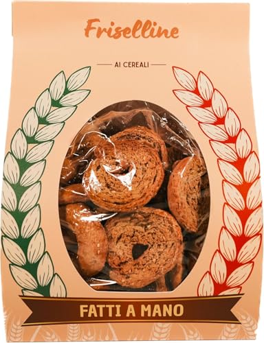 Hausgemachte weiße Friselline aus Getreide und Vollkorn, knusprige Snacks, ideal für italienische Aperitifs und Snack-Mischungen (400 gr (Packung mit 1), MIT GETREIDE) von APULIAN BAKERY ZONE