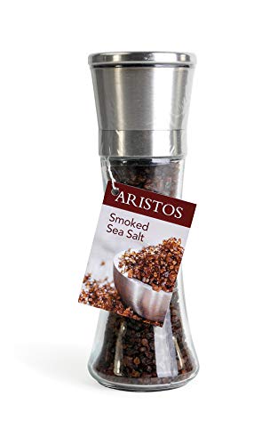 ARISTOS Salzmühle mit 200 g Inhalt grobes Meersalz Smoked Sea Salt Keramikmahlwerk wiederauffüllbar(Smoked Sea Salt) von ARISTOS