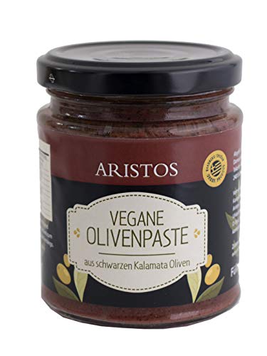 ARISTOS schwarze Tapenade aus griechischen Kalamata Oliven – 3x 190g leckere vegane Olivenpaste als veganer Brotaufstrich und zum Kochen mit griechischen Kräutern und Gewürzen verfeinert von ARISTOS