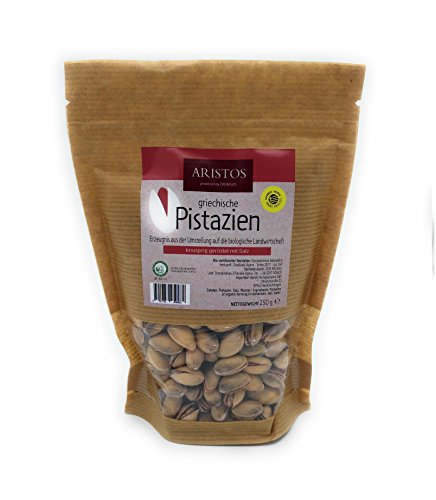 Bio Pistazien | geröstet mit Salz | Pistazien mit Schale | Aegina Griechenland | 2x 250 g | ARISTOS (Geröstet mit Salz) von ARISTOS