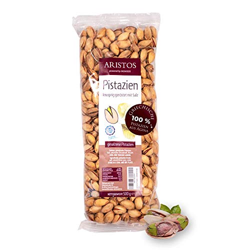 ARISTOS Pistazien gesalzen & ungeschält – 500 g geröstete griechische Pistazien mit Schale aus Aegina – naturbelassen, ohne Zusatzstoffe, vegan & proteinreich – Knuspriger Snack direkt vom Erzeuger von ARISTOS