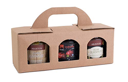 Griechische Spezialitäten Geschenk Gourmet Geschenkset 3tlg 2x Tapenade 1x Paprika Paste Geschenkidee | ARISTOS von ARISTOS