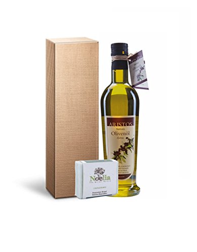 Kaltgepresstes Griechisches Olivenöl + Olivenölseife im Geschenkkarton "Vita" 500 ml | ARISTOS von ARISTOS