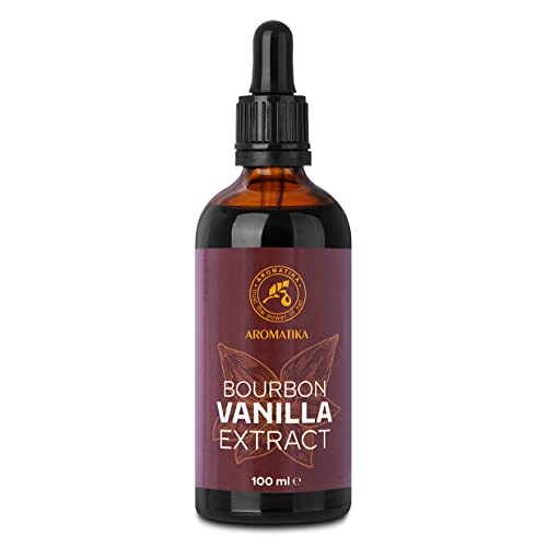 Bourbon Vanille Extrakt 100ml - Dunkle Glasflasche mit Tropfspender - Vanilleextrakt Flüssig zum Backen & Verfeinern - Vegan - Vanille in Pipetten-Flasche für Konditorei- und Backprodukten von AROMATIKA trust the power of nature