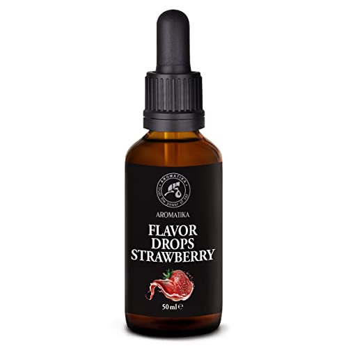 Flavour Drops Erdbeere 50ml - Geschmacks Tropfen ohne Kalorien - Dunkle Pipetten-Glasflasche - Geschmackstropfen Flüssig für alle Lebensmittel - Aromatropfen - Süßungsmittel mit Geschmack - Vegan von AROMATIKA trust the power of nature