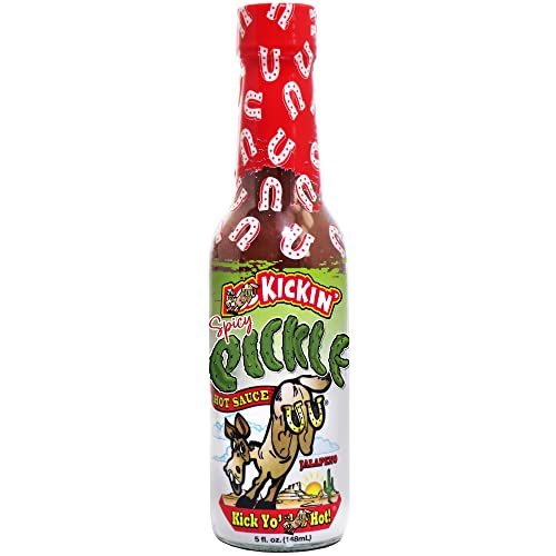 KICKIN' Spicy Pickle Hot Sauce – 142 ml – Premium Gourmet Jalapeno Hot Sauce für Hühnerflügel und Burger – perfekte Strumpffüller oder Weihnachtsgeschenke für den heißen Soßen-Fan. Probieren Sie es aus von ASS KICKIN'