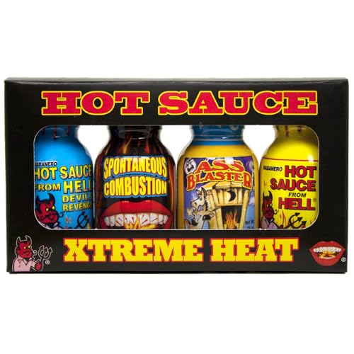 Xtreme Heat Mini Hot Sauce Collection: Pack Of 4 Mini Bottles von ASS KICKIN'