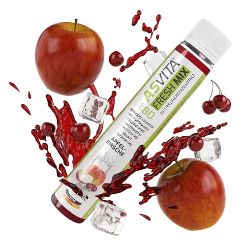 AsVita Getränkekonzentrat Fresh Mix 1:80-25ml Fresh2Go - Getränkesirup zuckerfrei - 26 leckere Geschmacksrichtungen (Apfel-Kirsch) Sirup kalorienarm von ASVita