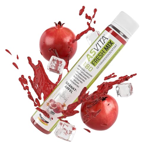 AsVita Getränkekonzentrat Fresh Mix 1:80-25ml Fresh2Go - Getränkesirup zuckerfrei - 26 leckere Sirup Geschmacksrichtungen (Granatapfel) Zero Zucker von ASVita