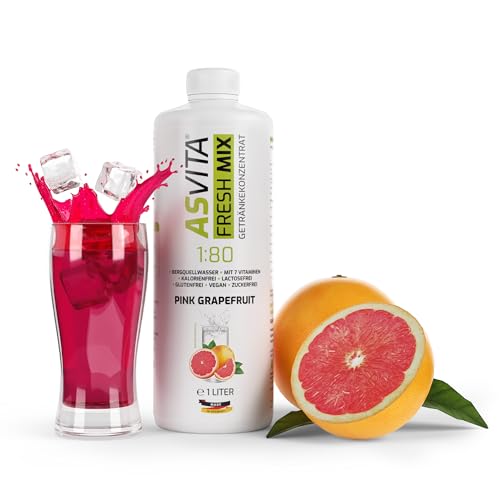 AsVita Sirup ohne Zucker | AsVita Fresh Mix 1:80-1 Liter Flasche - Getränkesirup zuckerfrei - 26 leckere Geschmacksrichtungen (Pink Grapefruit) von ASVita