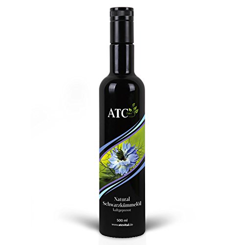 ATC Vital Schwarzkümmelöl - kaltgepresstes Öl aus echter Nigella Sativa Saat – milder Geschmack - naturrein - ohne Zusatzstoffe – nur echt im Violettglas (500 ml) von ATC Vital