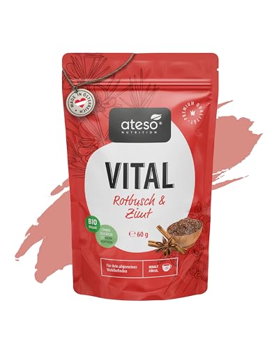 ATESO - Bio Detox Tee zum Abnehmen - mit Rotbusch und Zimt - Biozertifiziert - Kein Koffein - Ohne Zusätze, rein natürlich - lose 60g von ATESO