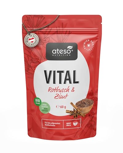 ATESO - DETOX YOUR FEELINGS - Kräutertee mit Rotbusch und Zimt - Biozertifiziert - Ohne Koffein - Ohne Zusätze, rein natürlich - lose 60g von ATESO