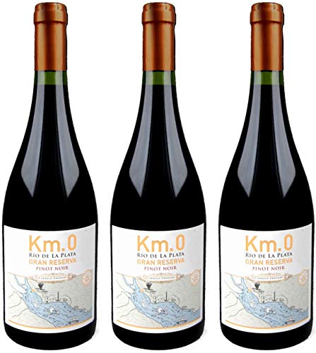 Atlantik Weine, Weinpaket Km.0 Gran Reserva Pinot Noir 2015, Rotwein aus Uruguay Südamerika (3 x 0,75l) von ATLANTIK