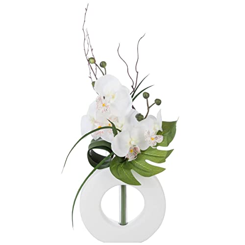 Atmosphera - Künstliches Orchideenarrangement - Keramikvase - weiß H44 cm - Model 1 von ATMOSPHERA CREATEUR D'INTERIEUR