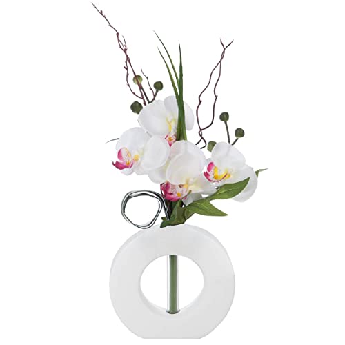 Atmosphera - Künstliches Orchideenarrangement - Keramikvase - weiß H44 cm - Model 2 von ATMOSPHERA CREATEUR D'INTERIEUR