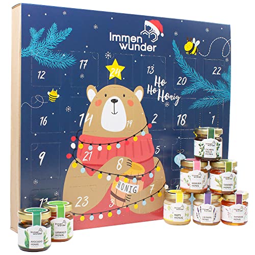 Immenwunder Honig Adventskalender - Inklusive Manuka Honig - Mit 24 schmackhaften Honigen gefüllt (24 x 50g) - Zum selber Freuen & Verschenken - 1200g Qualitätshonig für eine leckere Weihnachtszeit von ATOTOP