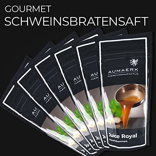 AUMAERK Fleischmanufaktur - Schwein-Bratensaft Starkoch Sixpack „Juice Royal“ | Bratensaft für Schweinefleisch | Schweinebratensoße perfekt gereift, veredelt & vorgegart von AUMAERK