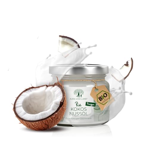 Aura vom Land BIO Premium Kokosöl Kaltgepresst 250ml – 100% Natives Kokosfett & Ideales MCT Öl – Reines Coconut Oil/Kokosnussöl zum Braten – Perfekt als Mundziehöl/Zahnpflege oder Haut/Haar von AURA VOM LAND