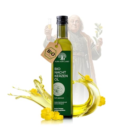 Aura vom Land Bio Premium Nachtkerzenöl Kaltgepresst - Natürliches Evening Primrose Oil Vegan - Reich an Gamma-Linolensäure & Vitamin (250ml) von AURA VOM LAND