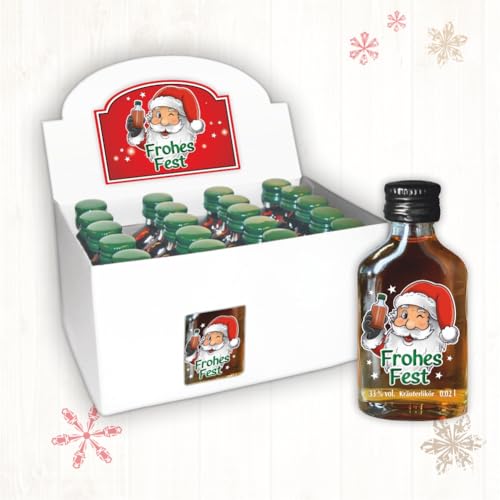 20er Box Kräuterlikör Display - Frohes Fest - zu Weihnachten | 20 St kleine Schnäpse Spirituosen 2 cl 33% vol. alk. | Geschenke für Männer von AV Andrea Verlag