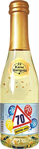 AV Andrea Verlag Piccolo mit Blattgold Alles Gute zum 70 Geburtstag für Frauen als Geburtstagsgeschenk | Sekt 22 Karat Blattgold Goldflocken Gold 0,2 l, 10% vol. alk. von AV Andrea Verlag