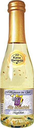 AV Andrea Verlag Willkommen im Club Alte Schachtel Tröpfchen. Piccolo Sekt 22 Karat Blattgold 0,2 l, 10% vol. mit Hochglanzetikett von AV Andrea Verlag