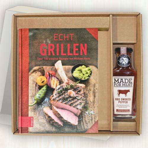 Echt Grillen Grillbuch mit Smoked Bourbon Whiskey BBQ Sauce - Perfektes Geschenkset für Grillprofis und Anfänger, inkl. Fleisch-, Fisch- und Gemüse-Rezepte, Marinaden und Cocktails von AV Andrea Verlag