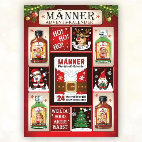 Männer Adventskalender - Neu - mit Kräuterlikör und Pfefferminzlikör | 24 Seiten Abreißblock | Schnaps Likör Kalender für Männer zum anhängen | Einzigartiges Geschenk zu Weihnachten | Scherzartikel von AV Andrea Verlag