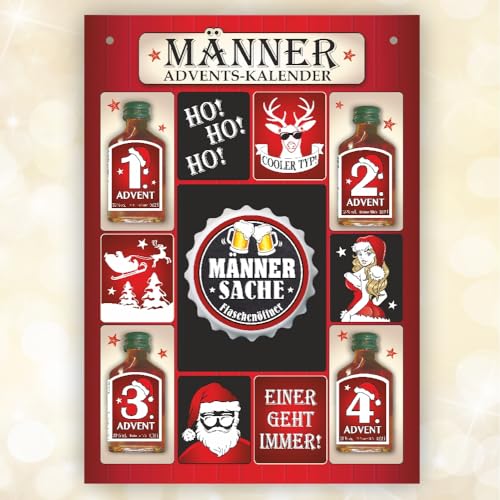 Männer Adventskalender mit Kräuterlikör und Flaschenöffner Männersache | Schnaps Likör Kalender für Männer zum anhängen | Einzigartiges Geschenk zu Weihnachten von AV Andrea Verlag